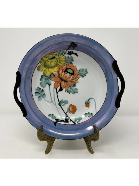Noritake Other - NORITAKE MORIMURA TWO HANDLED SERVING BOWL Floral Art Deco Blue Luster Ware
